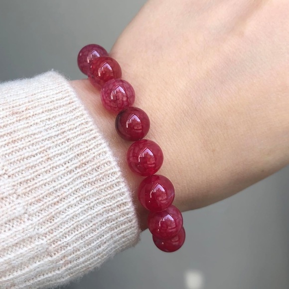 🆕New Red Dragon Vein Agate Gemstone Bracelet 8mm - Picture 2 of 4